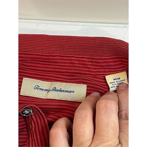 Tommy Bahama men’s polo red striped medium - Picture 6 of 7